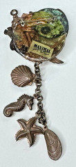 Steampunk Frog Brooch Pin Watch Face Starfish Nautical Dangle Bronze Maximal Art
