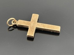 ATQ 1915 Rose Gold Filled Cross Pendant Yellow Gold Flower Accents 1.25″ ANNA