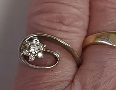 Estate 14k Solid White Gold Flower Swirl Ladies Diamond Ring 4.2 Grams Size 6