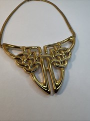 VTG Monet NWT 15” Celtic Knot Bib Statement Necklace Gold Tone MCM NOS