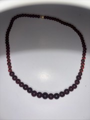 Vintage Glass Bead Necklace 18” Graduated Cognac Brown Barrel Clasp