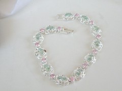 Sterling Silver 925 Mint Green Topaz Gemstone Tennis Bracelet 7.5″