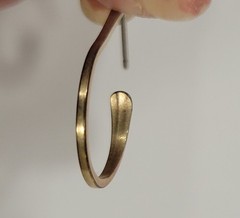 Vintage Modernist J Hoop Post Earrings Flat Teardrop Paddle Wire 80s 90s Minimal