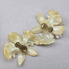 Vintage Earrings Lot West Germany Germany Plastic Clip On Floral Mid Century