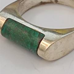 Sterling Silver Ring Green Stone Eilat Minimalist Modernist Men’s Pinky Women