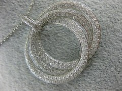 ESTATE LARGE 2.46CT DIAMOND 18KT WHITE GOLD 3D INTERTWINING MULTI CIRCLE PENDANT