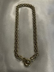 VTG Heavy Yellow Gold Plated Mogul Chain Necklace Unique Slide Grove Closure 16”