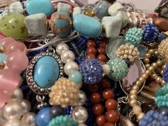 4Lb Mixed Mystery Jewelry Lot Vintage Mod Boho Bead Necklaces Bracelets Earrings