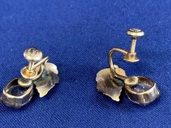 Vtg Van Dell Gold Filled Screw Back Earrings Jewelry Amethyst Color *READ*