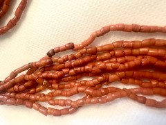 30” Vintage Red/Orange Coral 10 Strand Beaded Ethnic Boho Tribal Necklace