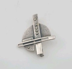 Vintage Sterling Marcasite Modernist Brooch Brutalist Geometric Abstract Pin