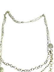 Vintage 3 Strand Silvertone Chain Necklace Textured Station Beads No Clasp