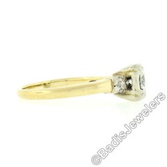 Vintage 14k Two Tone Gold 0.68ctw Old European Diamond Solitaire Engagement Ring