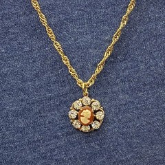 Custom Vintage 1950s Rhinestone Cameo on Vtg Loose Link Rope Chain Necklace,OOAK