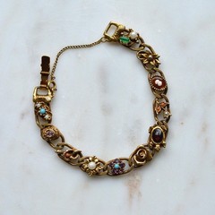 Vintage Signed Goldette N.Y. Victorian Revival Slide Bracelet