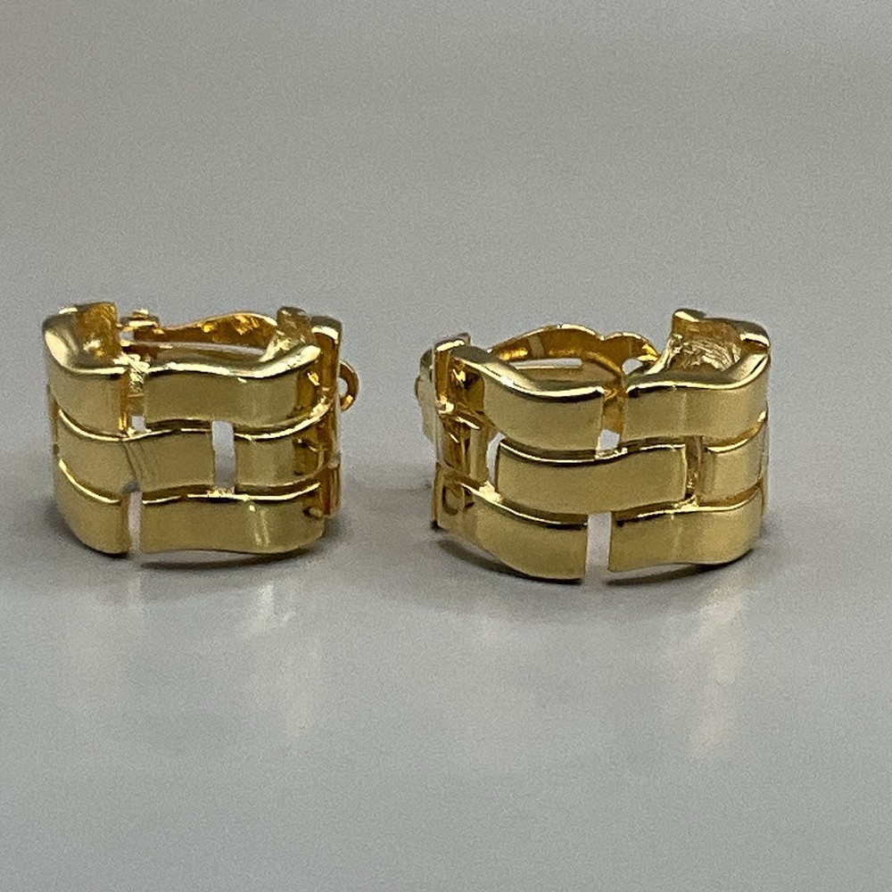 Anne Klein Womens Half Hoop Clip On Earrings Gold Tone Metal