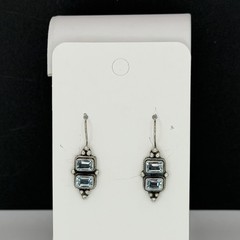 Vintage 925 Sterling Silver Blue Topaz Dangle Earrings French Wire