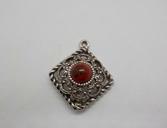 SARAH COVENTRY PENDANT ONLY NO CHAIN SILVERTONE FAUX LAPIS STONE FASHION JEWELRY