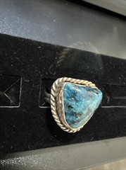 Vintage ring size 7.5 turquoise sterling silver rope lasso 9.6 Grams