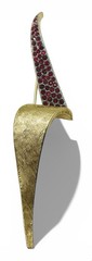 Vintage 1960’s Signed ART Arthur Pepper Gold Tone Red Rhinestone Abstract Brooch