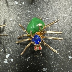 Vintage Spider Brooch Pin Red Pink Orange Blue Green Plastic Faux Pearl Set 12