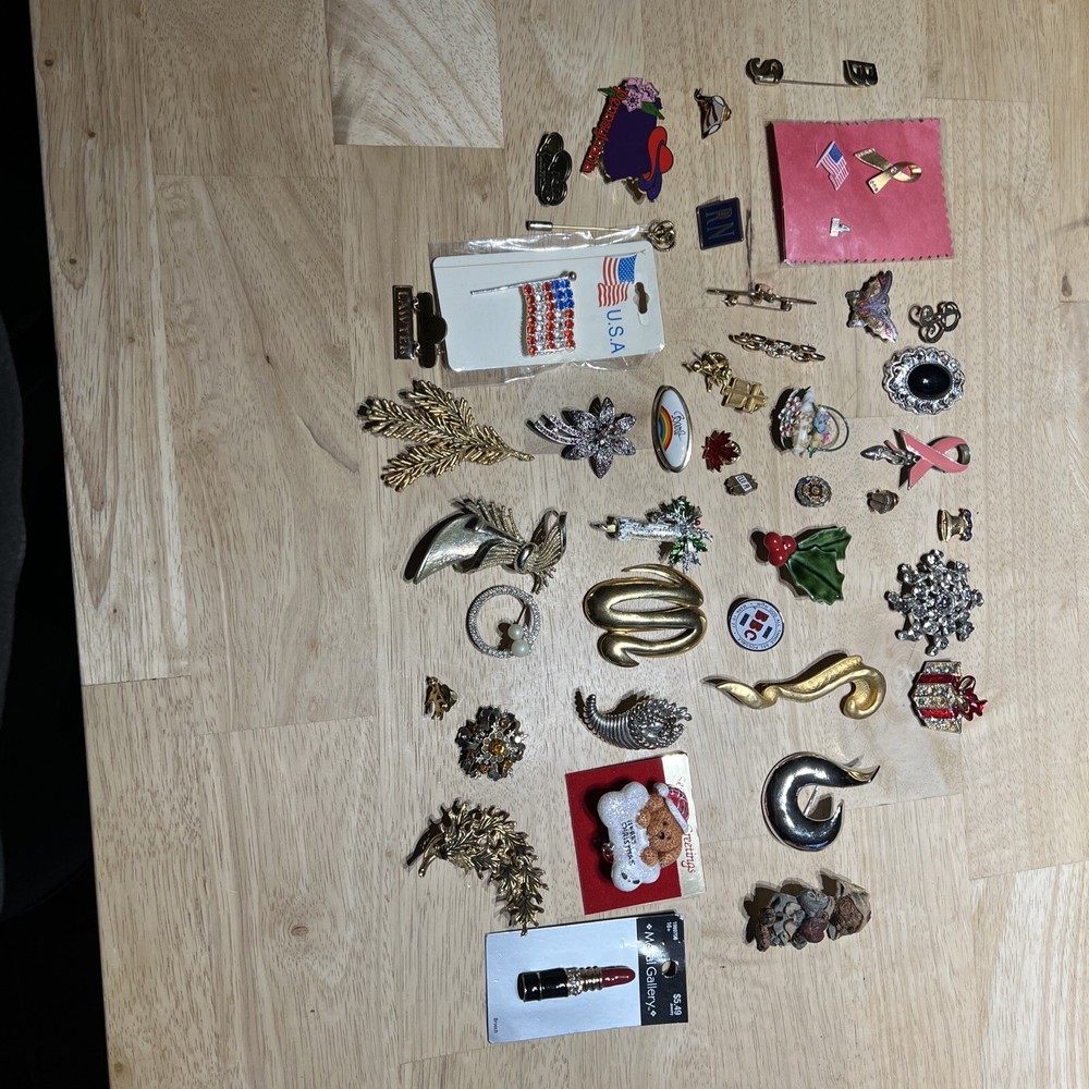 Vintage lot of Assorted Brooches / Pins. 43 Pieces.
