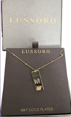New Lussoro 18 KT Gold Plated Necklace w/ Initial “M” Pendant & Decorative Chain