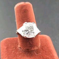 Vtg Sz 6.5 Ring Round w/ Triangles Cubic Zirconia 18KGE Fashion Jewelry STS#4