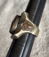 Vintage Mexican Biker Indian Chief Enamel Brass Tone Ring Size 8.75 To 9