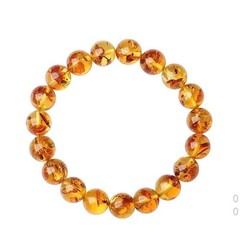 Women’s 12mm Yellow Amber Gemstone Beads Healing Bracelet Jewelry Gift