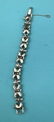 Signed Star AB & Sapphire Blue Rhinestone Bracelet Snap Close & Safety Chain