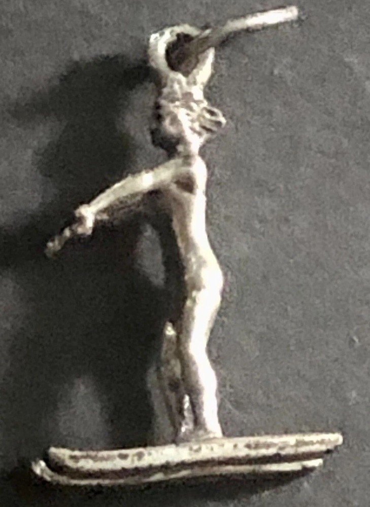 VTG Beau 925 Sterling Silver Water Ski Woman Necklace Pendant/Bracelet Charm