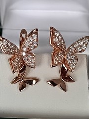 Vintage 1990-s 14 Ct Rolled Gold Large Zircons Earrings-Hallmarked 585 RG