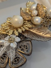 VTG Brooch Signed NANCY RUNYON YOST Mixed Metal Rare (Looks Like Mirium Haskell)