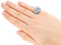 Vintage 0.95ct Aquamarine, 2.06ct Diamond and Palladium Dress Ring Size 5 3/8