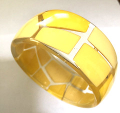 Vintage YELLOW Lucite Mosiac Style Bangle Bracelet