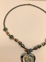 Vintage Heavy Heart W/ Good Luck Elephant Inside Pendant Necklace