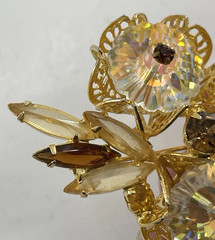 Juliana Delizza Elster Gold Tone Topaz Margarita Navette Brooch Earring Set
