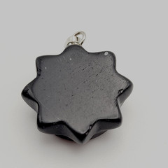 Obsidian Sun Face Black Carved Stone Silver Tone Bail Pendant Charm No Chain