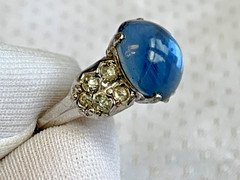 Vtg Sterling Silver Ring 3.5g Fine Jewelry Size 4.5 Band Blue Stone *READ*