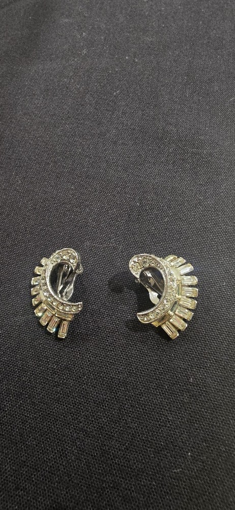 Bogoff Clip On Rhinestone Earrings