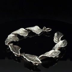 Vintage 1960-70s Sterling Silver Leaf Link Bracelet 6.5″ – Nature Inspired