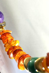 Genuine Natural Amber Stones Cognac Honey Color Beaded Necklace W/Other Stones