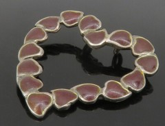 925 Sterling Silver Vintage Enamel Open Love Heart Slide Pendant PT10718