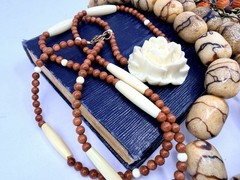 3 Pcs Vintage Bead Necklaces Lot Tribal Ethnic Bone Horn Glass Tribal Lot BP