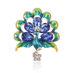 Vintage Peacock Bird Rhinestone Crystal Cyan Brooch Pin Pendant Accessories