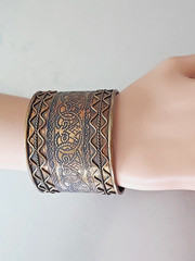 Tribal Cuff Bracelet Brass Bohemian Wide Statement Bangle Vintage