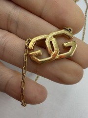 Vintage Necklace Givenchy Pendant Double G Logo Signed 15 in