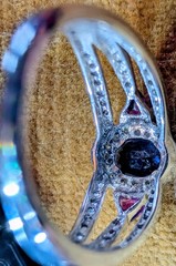 Beautiful Tanzanite, Tourmaline & Diamond 14k White Gold Designer Ring Sz 9