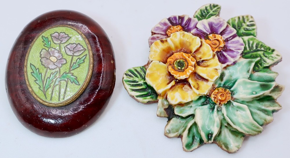 Secret Garden Treasures: 2 Vintage Pins w Multi Floral Made in West Germany